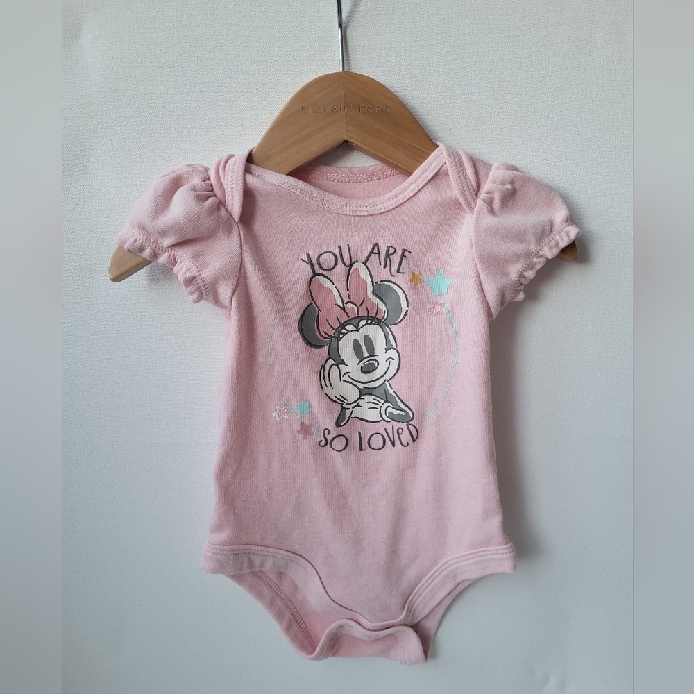 Pink Disney Kids Minnie Mouse Bodysuit 3-6m